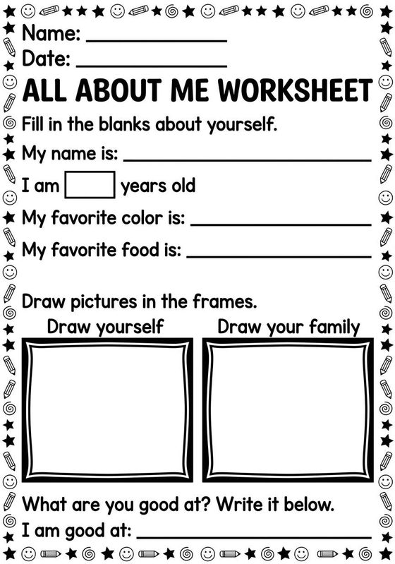 All About Me worksheet preview