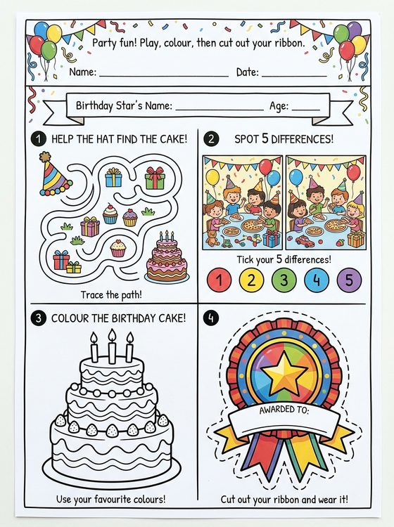 Party Pack worksheet preview