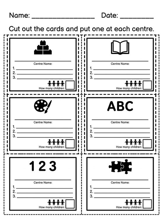 Center Cards worksheet preview