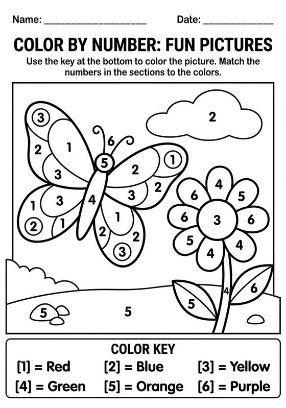 Color by Number worksheet preview