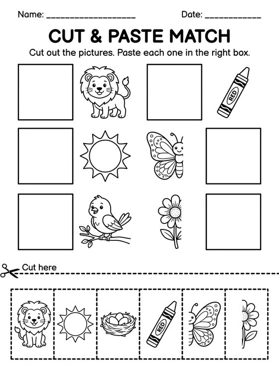 Cut & Paste Match worksheet preview