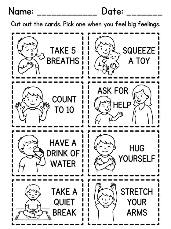 Calming Cards worksheet preview