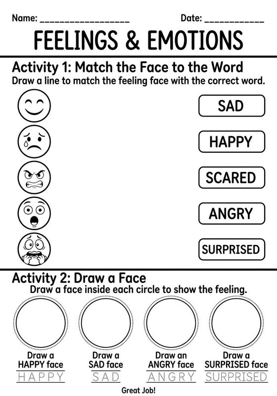 Feelings & Emotions worksheet preview