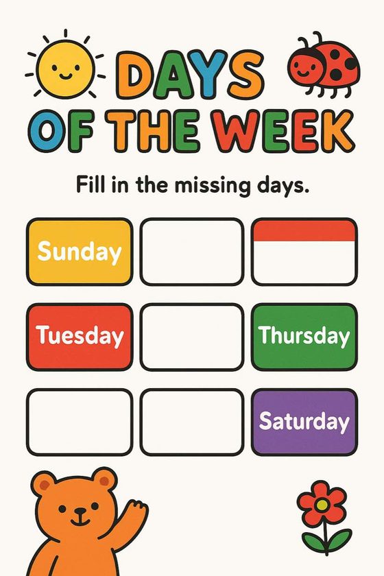 Days of the Week worksheet preview
