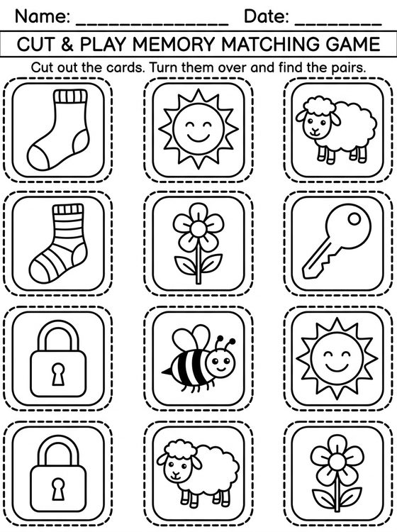 Matching Cards worksheet preview