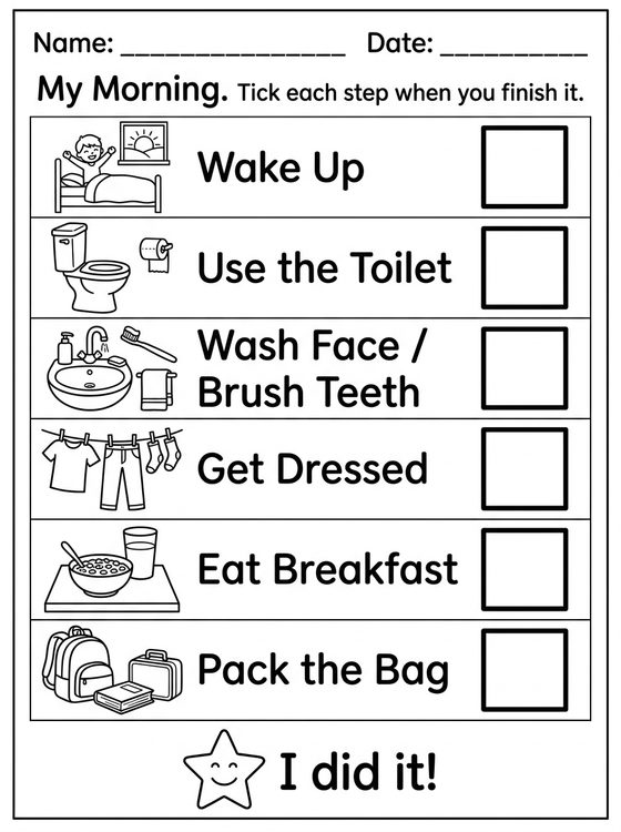 Morning Routine worksheet preview