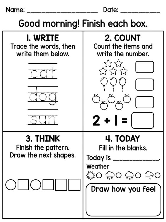 Morning Work worksheet preview