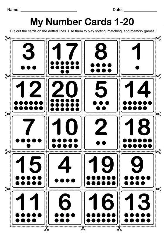 Number Cards 1-20 worksheet preview