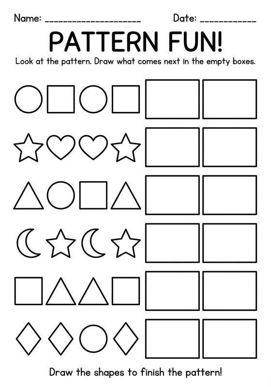 Pattern Completion worksheet preview