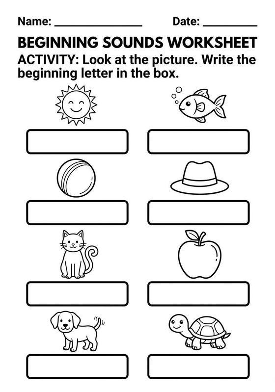 Beginning Sounds worksheet preview