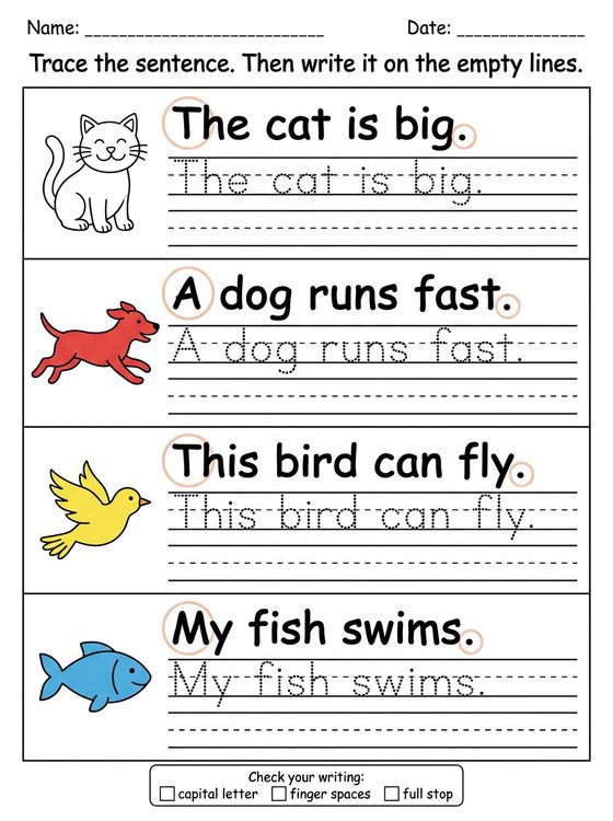Sentence Writing worksheet preview