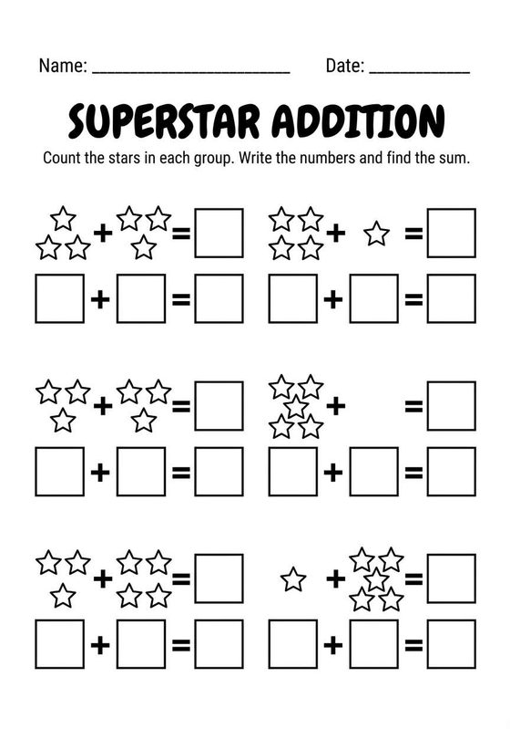 Superstar Addition worksheet preview