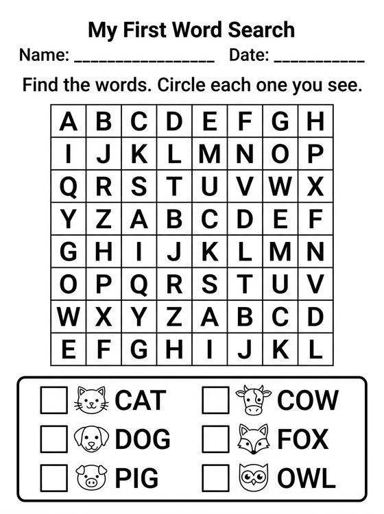 Word Search worksheet preview